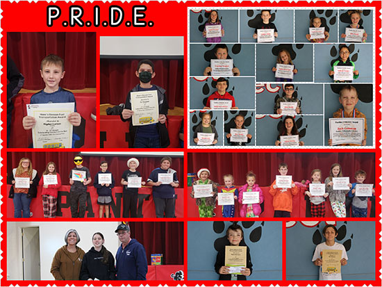 Photo collage of students holding their awards for outstanding panther PRIDE